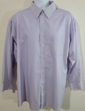 Gold Label Roundtree & Yorke Purple Stripe Men's Dress Shirt 17 XLT Long Sleeve